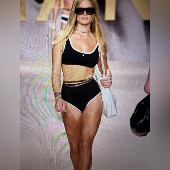 CHANEL 22S BLACK ECRU TWO PIECE
SWIMSUIT JEWELED - Picture 3 of 11